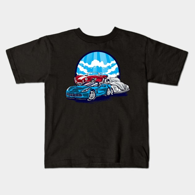 Retro Vintage Car Gifts, Classic Car Kids T-Shirt by hugandmug